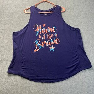 Tek Gear Patriotic Tank Top Womens 2X Purple Home Of The Brave Raceback Cut